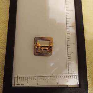 Rugin Gold Tone Square Candlestick Telephone Brooch Pin